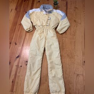 Obermeyer Denise Vintage Ladies Yellow/Gray/White Ski Snow Suit Size 8 Retro